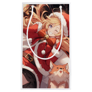 Adorable Santa Anime Girl Bag of Gifts and Pet Dog