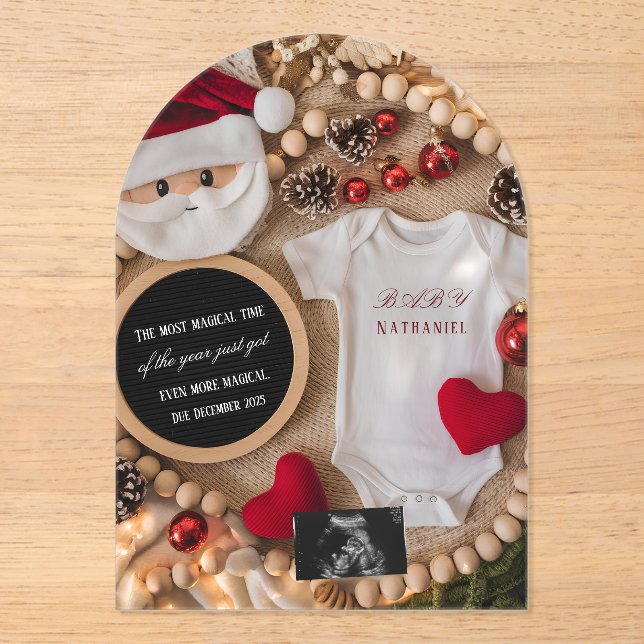 Adorable Santa Christmas Pregnancy Announcement (Front)
