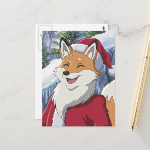 Adorable Santa Fox Postcard