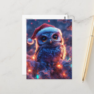 Adorable Santa Owl Postcard