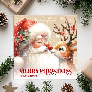 Adorable Santa Rudolph Personalized Holiday Puzzle