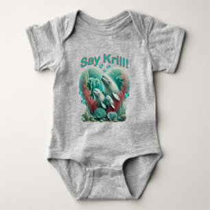 Adorable "Say Krill" Whale Family Portrait Baby Bodysuit