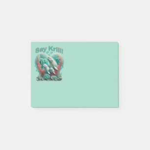 Adorable "Say Krill" Whale Family Portrait Post-it Notes
