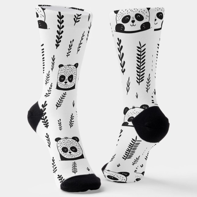 Adorable Scandinavian Panda Bear Socks (Angled)