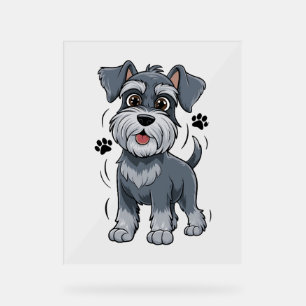 Adorable Schnauzer Pup Illustration With Big Eyes Acrylic Sign