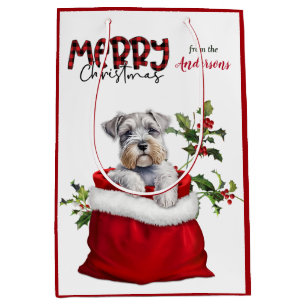 Adorable Schnauzer Terrier Dog Puppy Christmas Medium Gift Bag