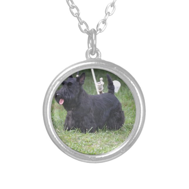 Adorable Scottish Terrier Silver Plated Necklace (Front)