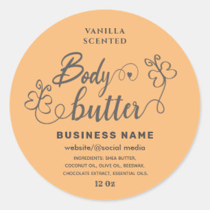 Adorable script butterfly body butter label