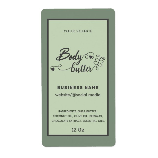 Adorable script butterfly body butter label (Front)