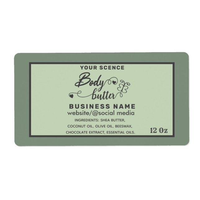 Adorable script butterfly body butter label (Front)