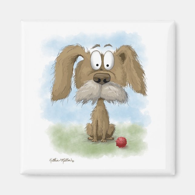 Adorable Scruffy Mutt Cartoon Magnet (Front)