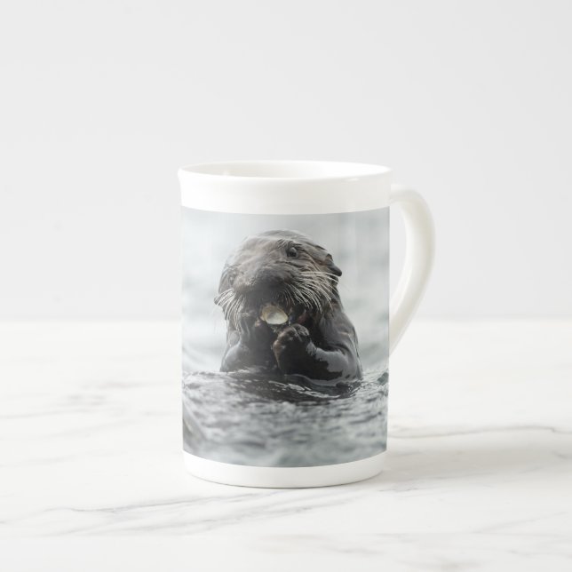 Adorable Sea Otter Bone China Mug (Front Right)