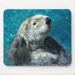 Adorable Sea Otter Cute Blue Water Mouse Pad