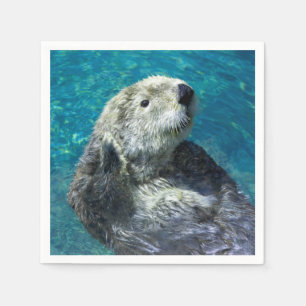 Adorable Sea Otter Cute Blue Water Napkin