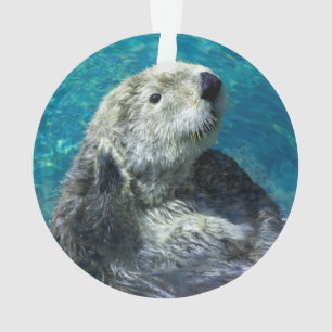 Adorable Sea Otter Cute Blue Water Ornament