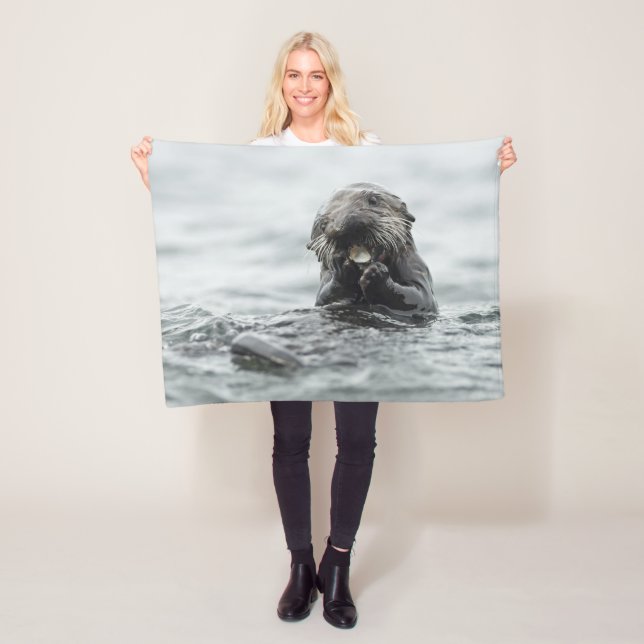 Adorable Sea Otter Fleece Blanket (In Situ)
