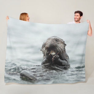 Adorable Sea Otter Fleece Blanket