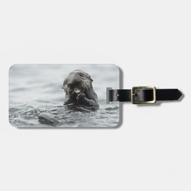 Adorable Sea Otter Luggage Tag (Front Horizontal)