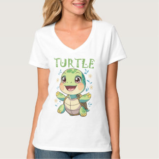 Adorable Sea Turtle with Flowers T-Shirt