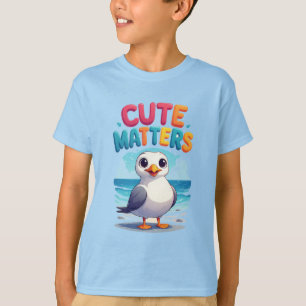 Adorable Seagull On Beach With Colourful Text T-Shirt