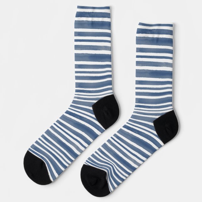 Adorable seamless blue and white stripes  socks (Left)