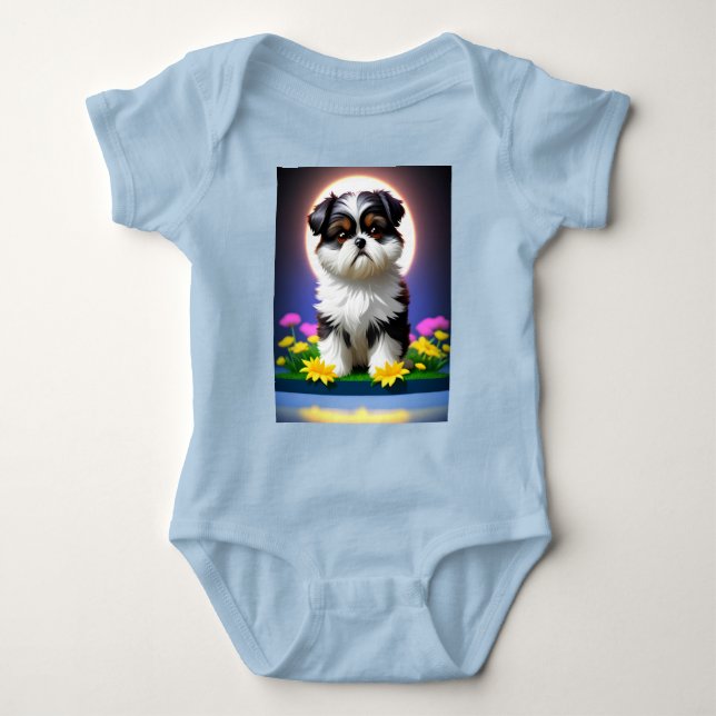 Adorable Shih Tzu Baby Bodysuit (Front)