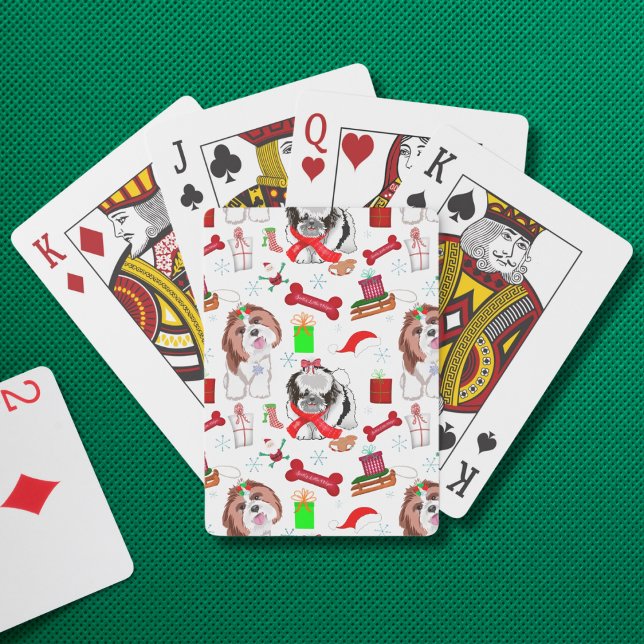 Adorable Shih Tzu Christmas Pattern Playing Cards (Creator Uploaded)