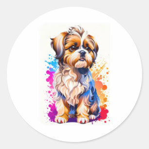 Adorable Shih Tzu Classic Round Sticker