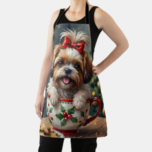 Adorable Shih Tzu Dog in Christmas Mug Cosy Art Apron
