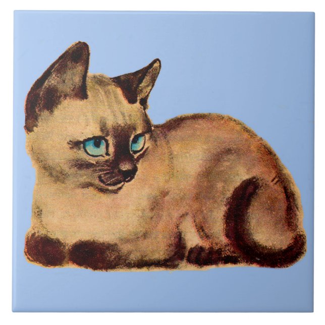 adorable Siamese cat kitten print Tile (Front)