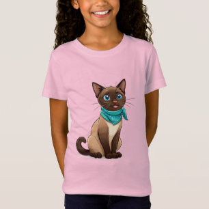 Adorable Siamese Cat With Turquoise Bandanna T-Shirt