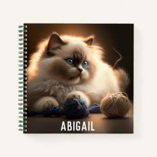 Adorable Siamese Cat with Yarn Balls Notebook