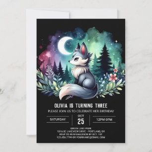 Adorable Simple Wolf Birthday Invitation