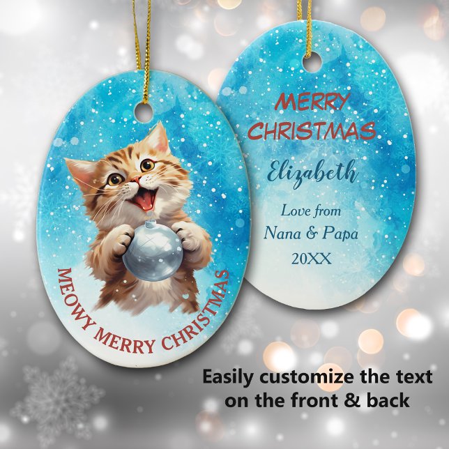 Adorable Singing Christmas Kitten Granddaughter Ceramic Tree Decoration (Creator Uploaded)