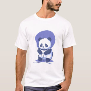 Adorable Sitting Panda Illustration T-Shirt