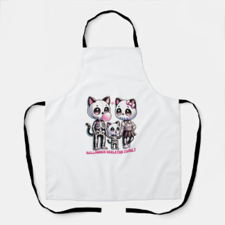 Adorable Skeleton Cat Family with Bubble gum Fun H Apron