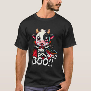 Adorable Skeleton Cow in Costume and Boo for Hallo T-Shirt