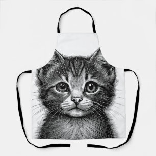 Adorable Sketch of Young Cat Apron