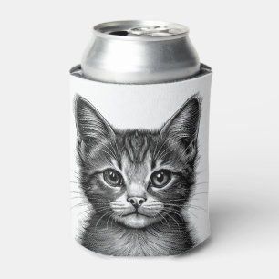 Adorable Sketch of Young Cat   Can Cooler