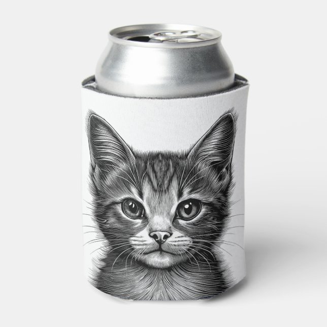 Adorable Sketch of Young Cat   Can Cooler (Can Front)