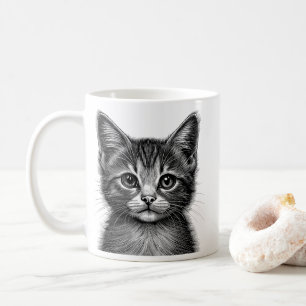 Adorable Sketch of Young Cat Coffee Mug