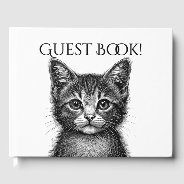 Adorable Sketch of Young Cat   Guest Book (Front)