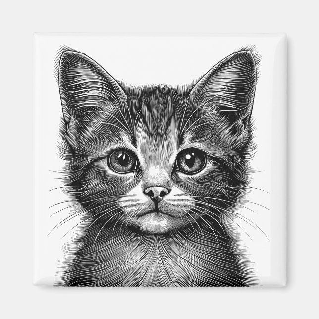 Adorable Sketch of Young Cat   Magnet (Front)