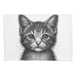 Adorable Sketch of Young Cat Pillowcase