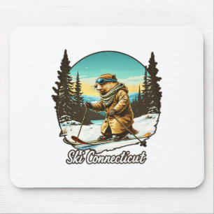 Adorable Skiing Beaver Illustration Connect With N Mouse Pad