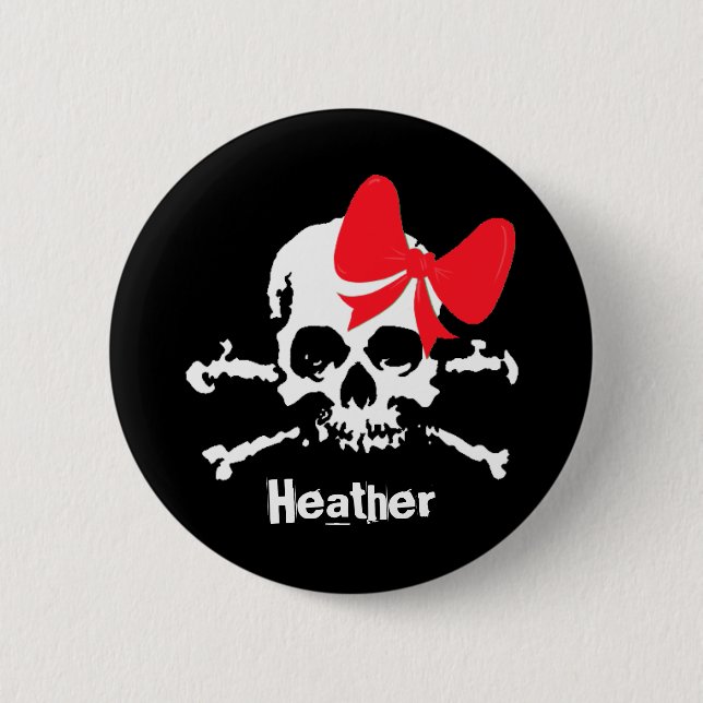 Adorable skull black custom name Halloween 6 Cm Round Badge (Front)