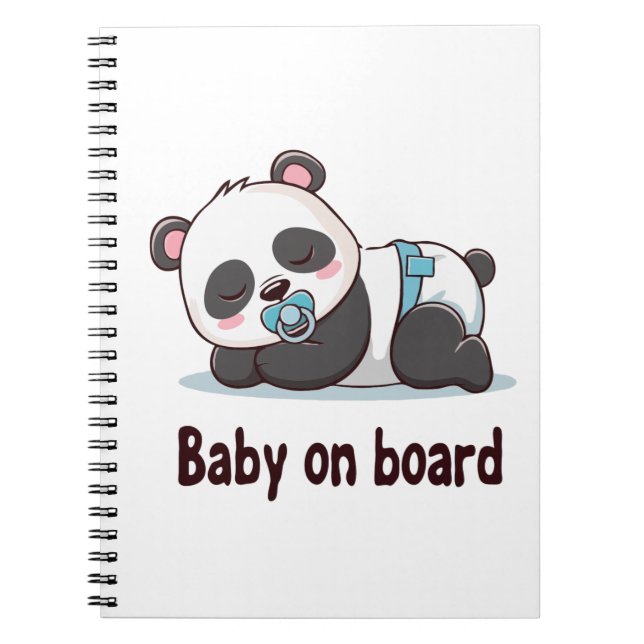  Adorable Sleeping Panda "Baby on Board" Car Decal Notebook (Front)