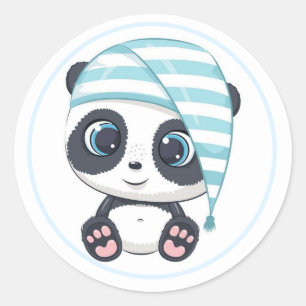 Adorable Sleepy Panda Classic Round Sticker