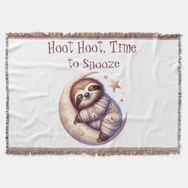 Adorable Sleepy Sloth Throw Blanket (Front)