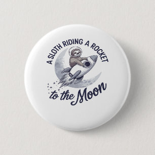 Adorable Sloth Astronaut Riding 6 Cm Round Badge